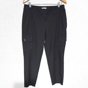 Ann Taylor Loft Marisa Cargo Pants Black Slim Tapered Utility Trousers Womens 8